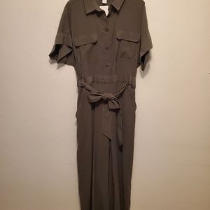 Olive green straight leg jumpsuit